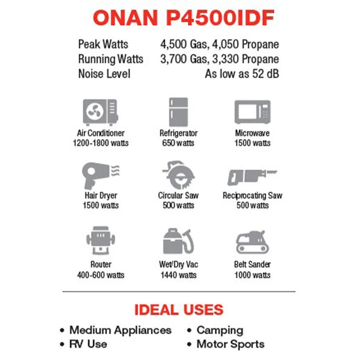 Cummins Onan P4500iDF Dual-Fuel Inverter Generator