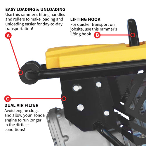 Tomahawk Power 3.6HP Honda Vibratory Rammer Jumping Jack Tamper with Honda GXR120 Engine Impact Force 3,550 lbs/ft