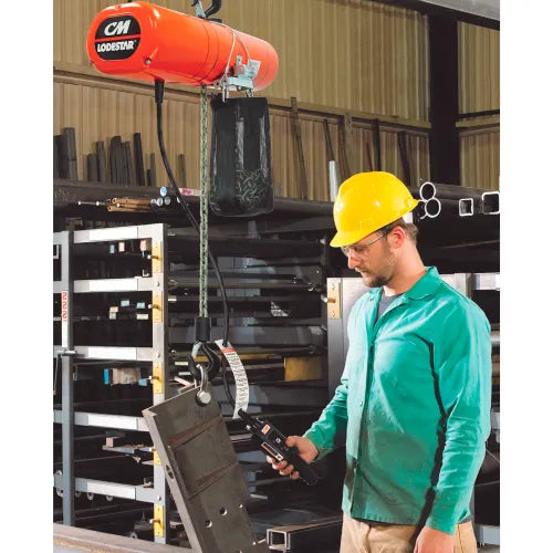 CM Lodestar 2 Ton, Electric Chain Hoist W/ Chain Container, 20' Lift, 16 FPM, 115V