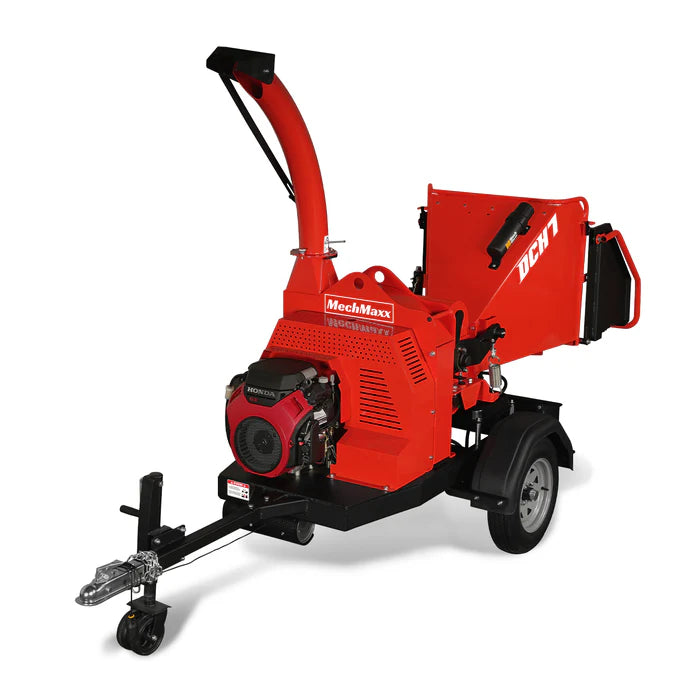 MechMaxx HONDA GX690 22hp 688cc Twin Cylinder Gasoline Engine Powered 7'' Hydraulic Feeding Wood Chipper Combo Kit