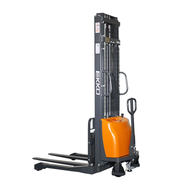 EKKO EA15A Semi-Electric Straddle Stacker 3300lbs. Cap., 118" Height