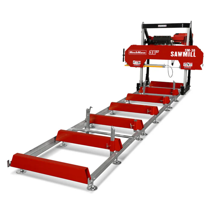 Mechmaxx 36" Portable Sawmill Combo Kit, 25HP 750cc ZONSEN V-Twin Engine, 32" Board Width, 20' Track Length, (10 x Blades Included), SM36