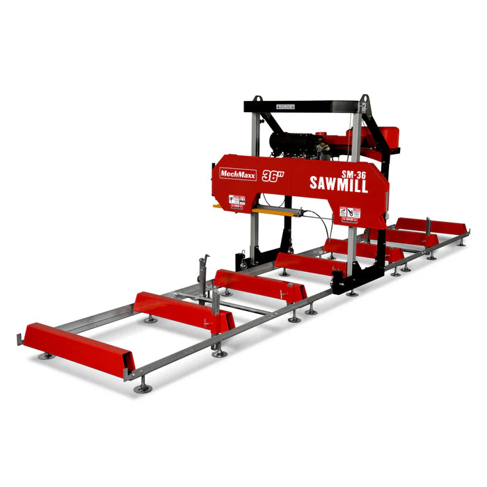 Mechmaxx 36" Portable Sawmill Combo Kit, 25HP 750cc ZONSEN V-Twin Engine, 32" Board Width, 20' Track Length, (10 x Blades Included), SM36