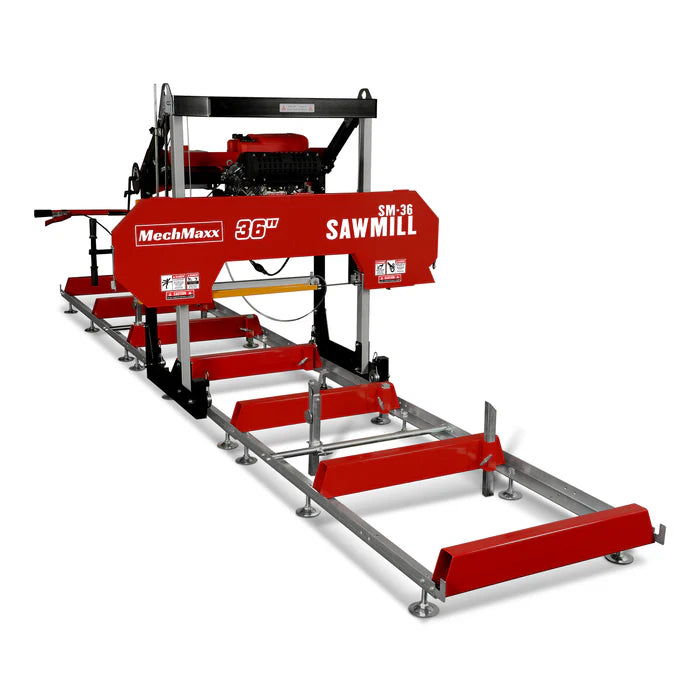 Mechmaxx 36" Portable Sawmill Combo Kit, 25HP 750cc ZONSEN V-Twin Engine, 32" Board Width, 20' Track Length, (10 x Blades Included), SM36