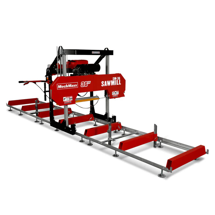 Mechmaxx 36" Portable Sawmill Combo Kit, 25HP 750cc ZONSEN V-Twin Engine, 32" Board Width, 20' Track Length, (10 x Blades Included), SM36