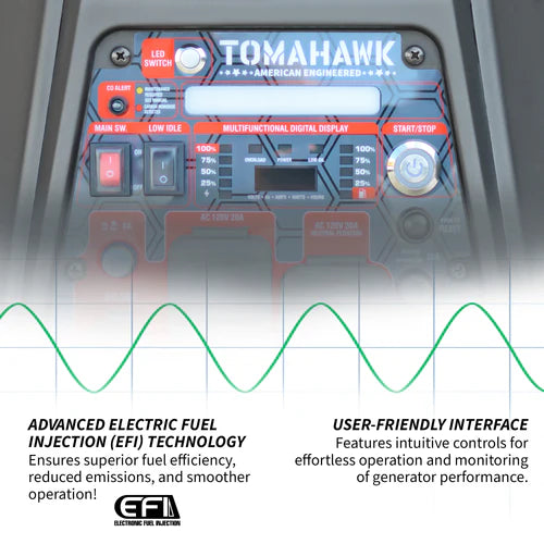 Tomahawk Power 4500 Watt Inverter Generator Electronic Fuel Injection EFI Super Quiet Portable Gas Power Professional Use