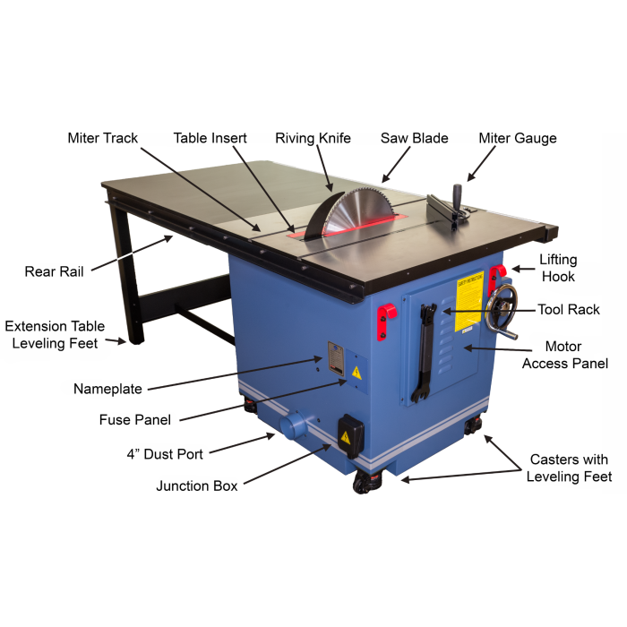 Oliver Machinery 16" Table Saw - 4065.003 - 10HP, 3PH, 230V/460V - 52" Rail