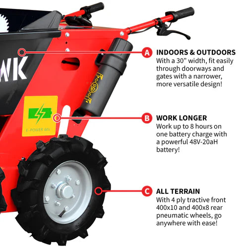 Tomahawk Power 30" Concrete Power Buggy Electric Battery Mini Dumper 660-lb. Bucket Capacity