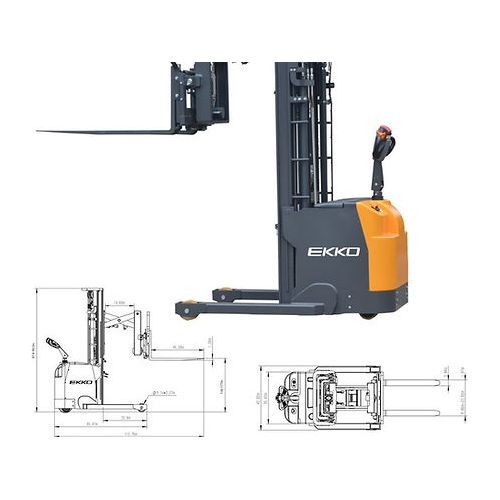 EKKO ER15 Walkie Reach Truck - 3300 lb Capacity, 177" Lift Height, Side Shift for Precise Warehouse Material Handling