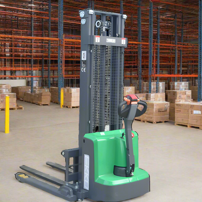 EKKO EB13E-138Li Lithium-Powered Straddle Stacker - 2800 lb Capacity, 138-inch Lift Height, Ideal for Efficient & Eco-Friendly Warehouse Operations