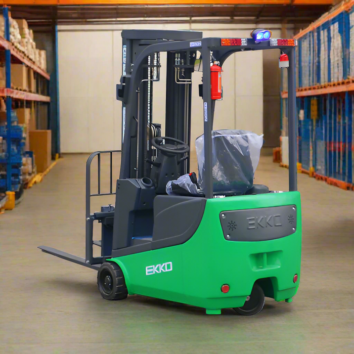 EKKO EK15A-189LI 3-Wheel Electric Forklift for Material Handling, 3300 lbs Cap., 189'' Lift Ht.