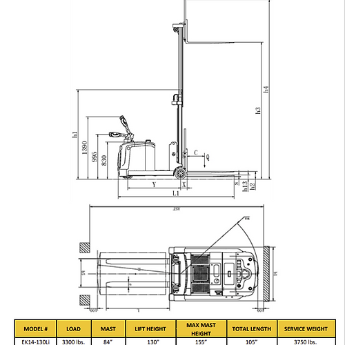 EKKO EK14-130Li Lithium-Ion Counterbalanced Walkie Stacker - Efficient & Sustainable Material Handling Solution